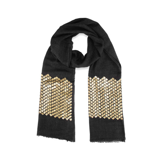 Black Gold Radiant Cashmere Scarf