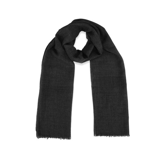 Deep Black Classic Cashmere Scarf
